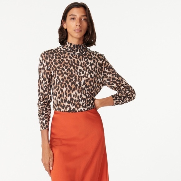 J.CREW Silk-blend shoulder-button sweater in‎ leopard animal print AR952 Small - Picture 4 of 7